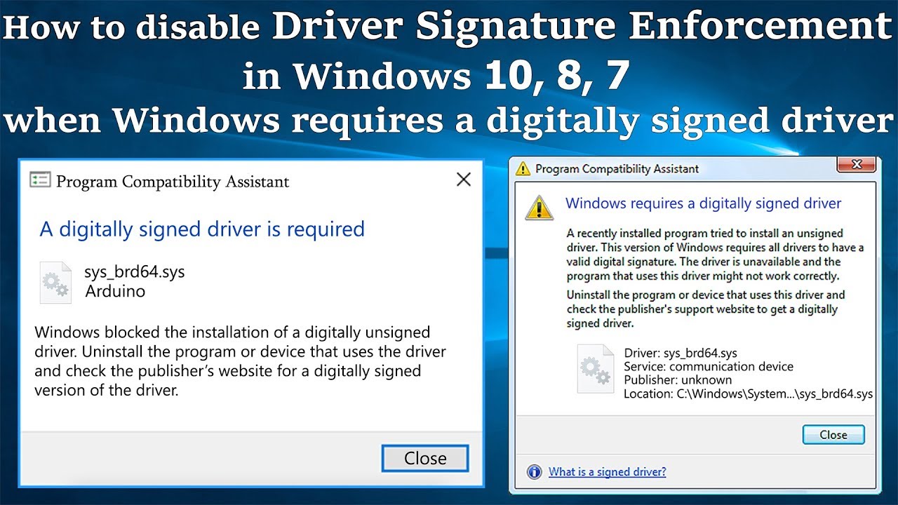 Disable driver signatures windows 10